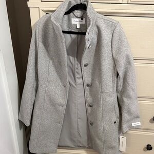 Calvin Klein Light Gray Button-Up Coat
